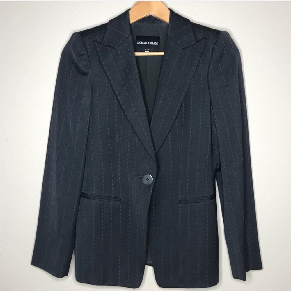 Giorgio Armani striped one button blazer